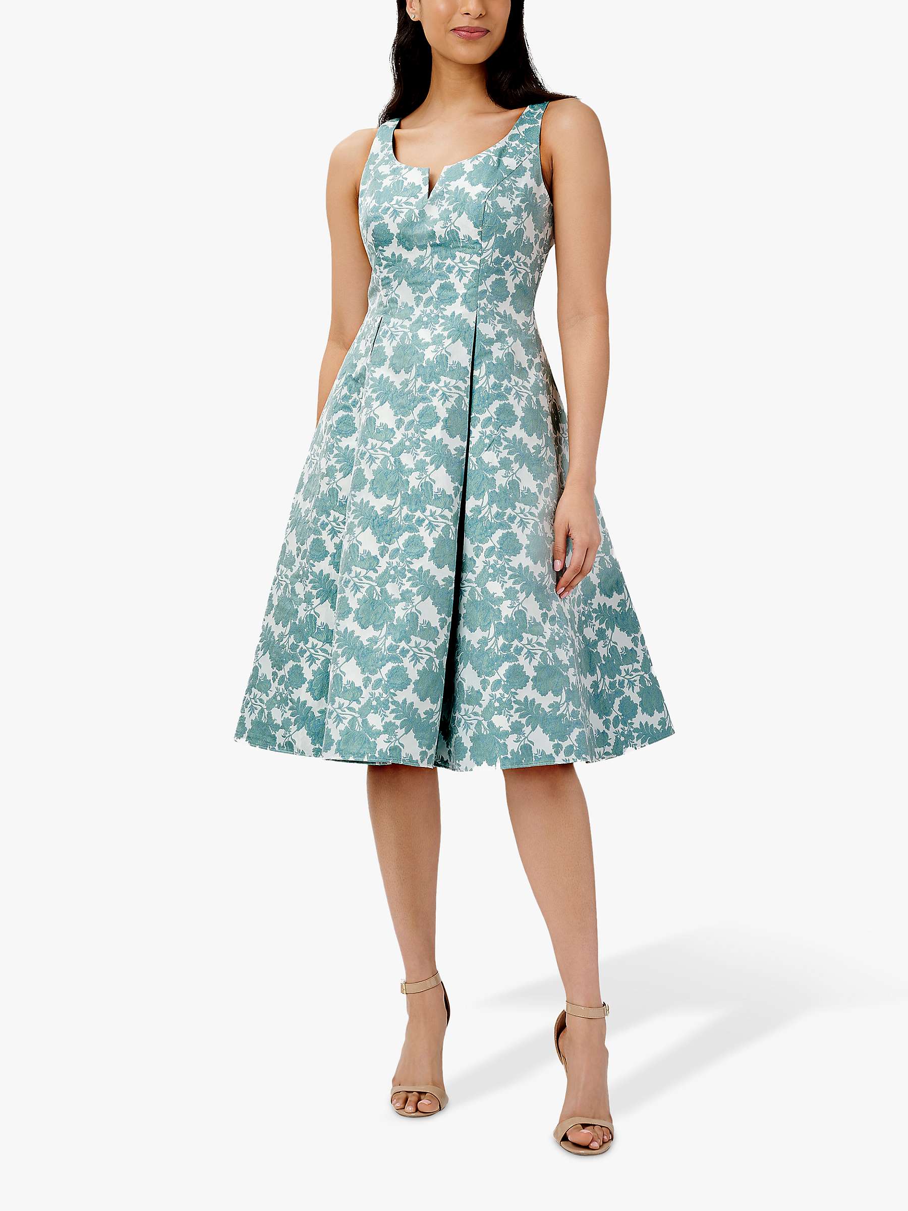 Buy Adrianna Papell Jacquard Fit and Flare Sleeveless Dress, Mint/Multi Online at johnlewis.com