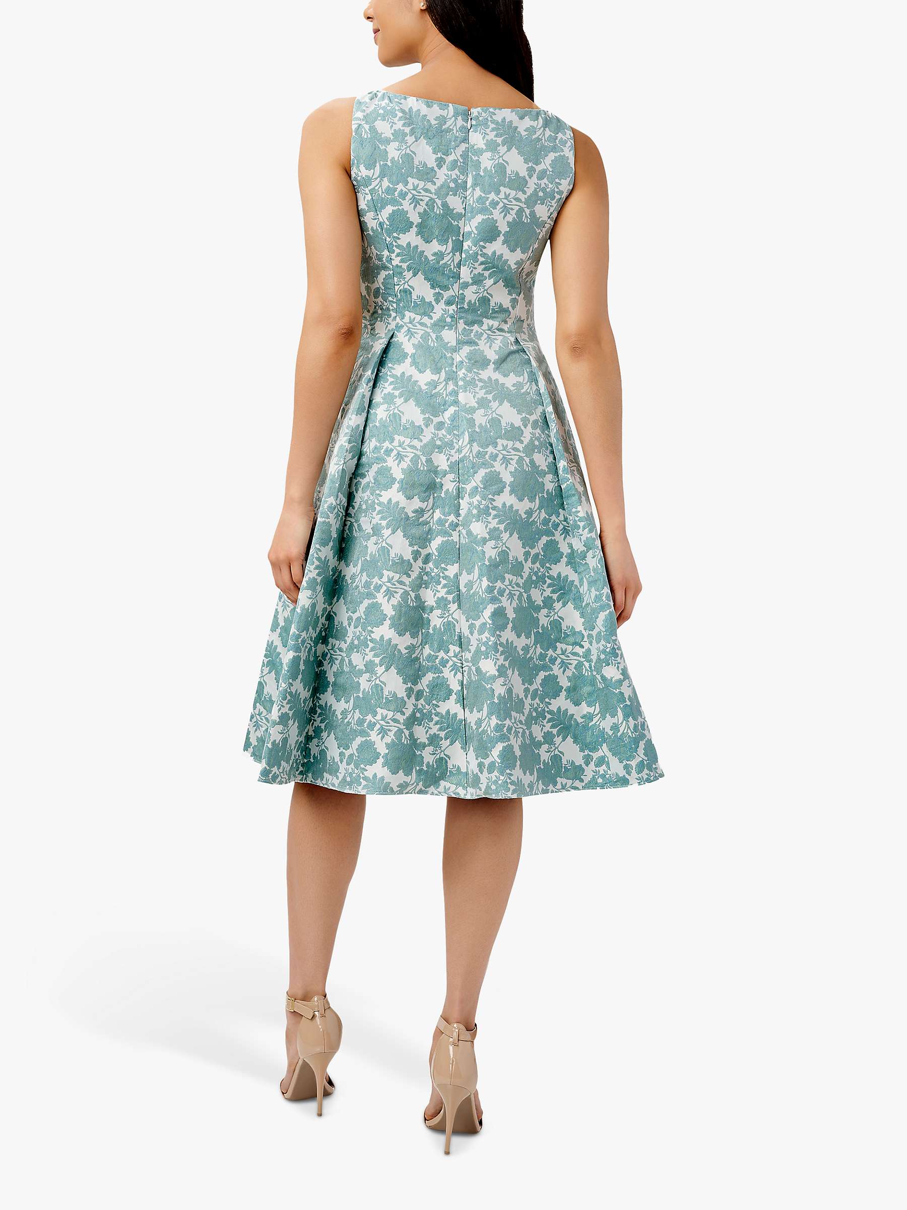 Buy Adrianna Papell Jacquard Fit and Flare Sleeveless Dress, Mint/Multi Online at johnlewis.com