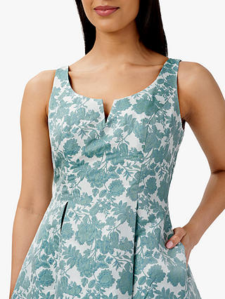 Adrianna Papell Jacquard Fit and Flare Sleeveless Dress, Mint/Multi