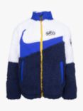 Nike Kids' Sherpa Logo Zip Through Fleece, Blue/Multi