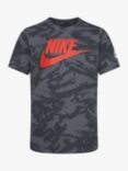 Nike Kids' Camo Logo Short Sleeve T-Shirt, Smoke