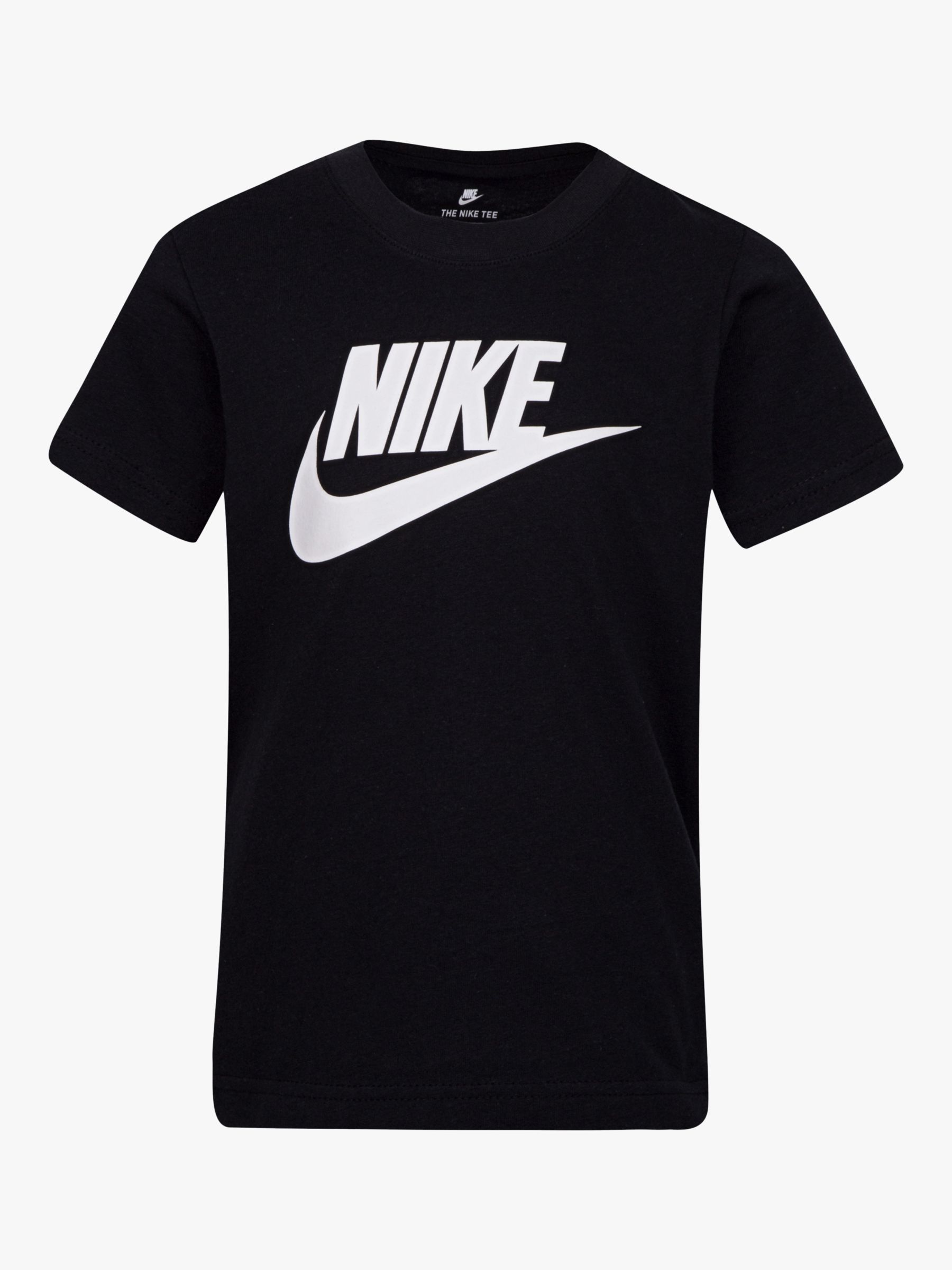 Nike Kids' Logo Short Sleeve T-Shirt, Black at John Lewis & Partners