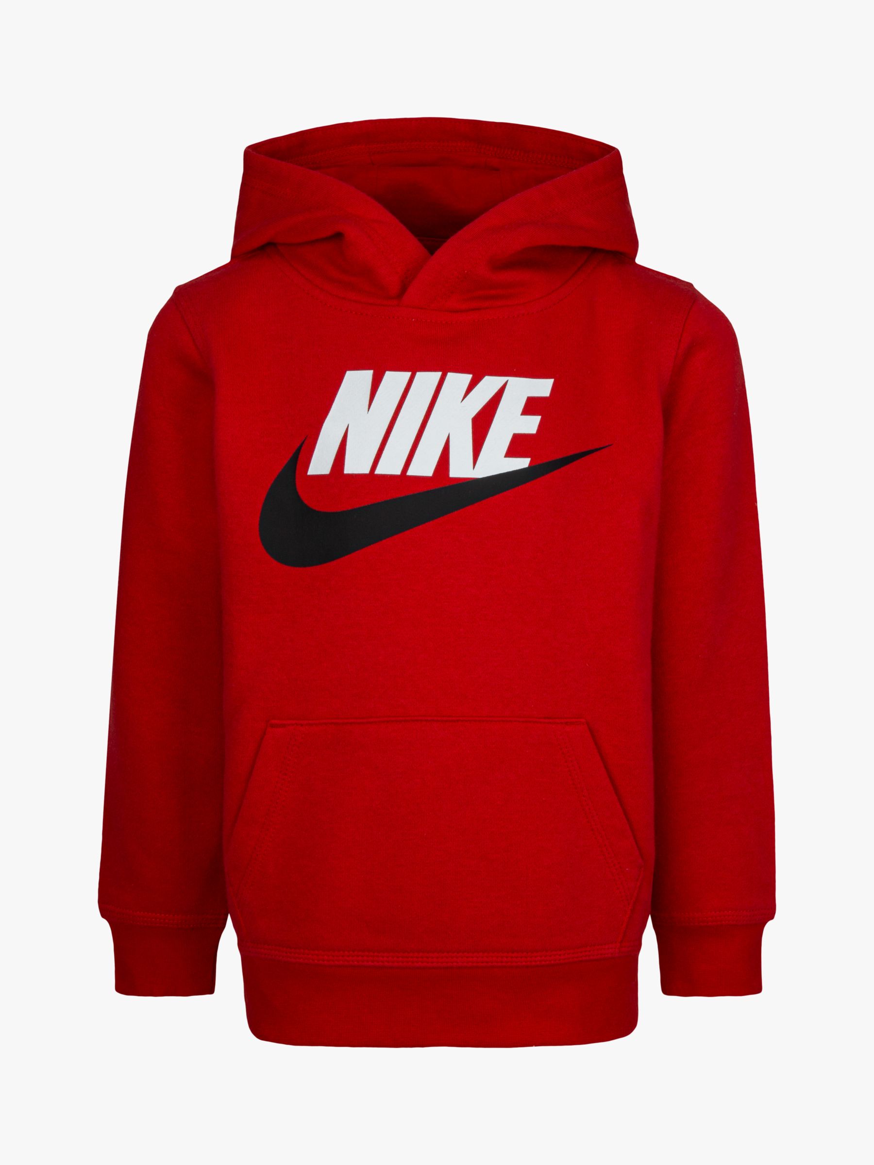 Nike Kids' Logo Hoodie, Red at John Lewis