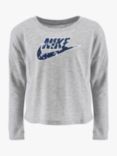Nike Kids' Logo Long Sleeve Top, Grey