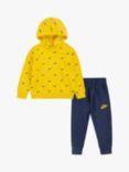 Nike Kids' Logo Hoodie And Joggers Set, Navy/Yellow