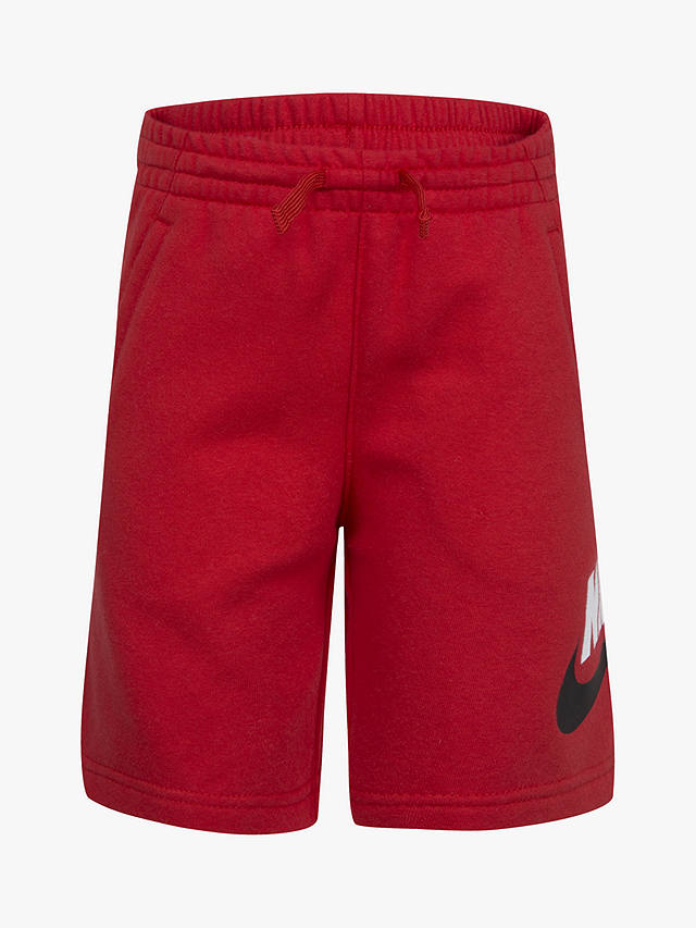 Nike Kids' Big Logo Jersey Shorts, Red at John Lewis & Partners