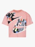 Nike Kids' Graphic Logo Cropped T-Shirt, Pink