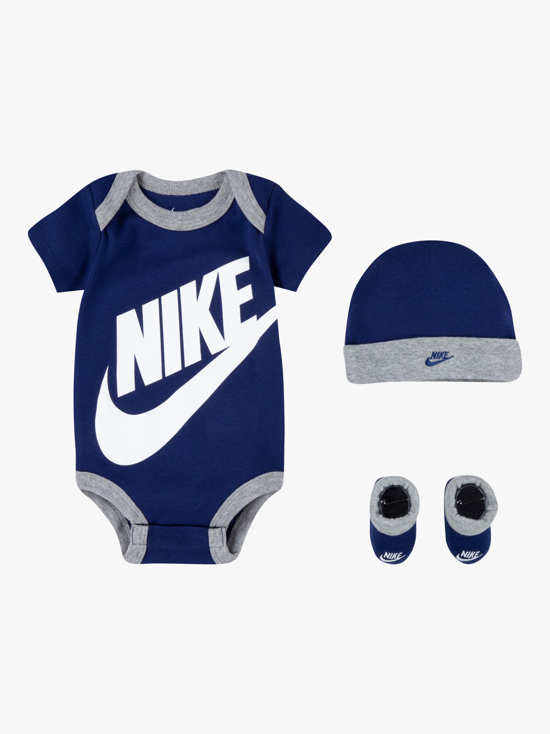 Nike Baby Swoosh Logo Bodysuit, Hat & Booties Set
