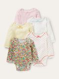 Mini Boden Baby Spot, Stripe & Floral Bodysuits, Pack of 5, Multi