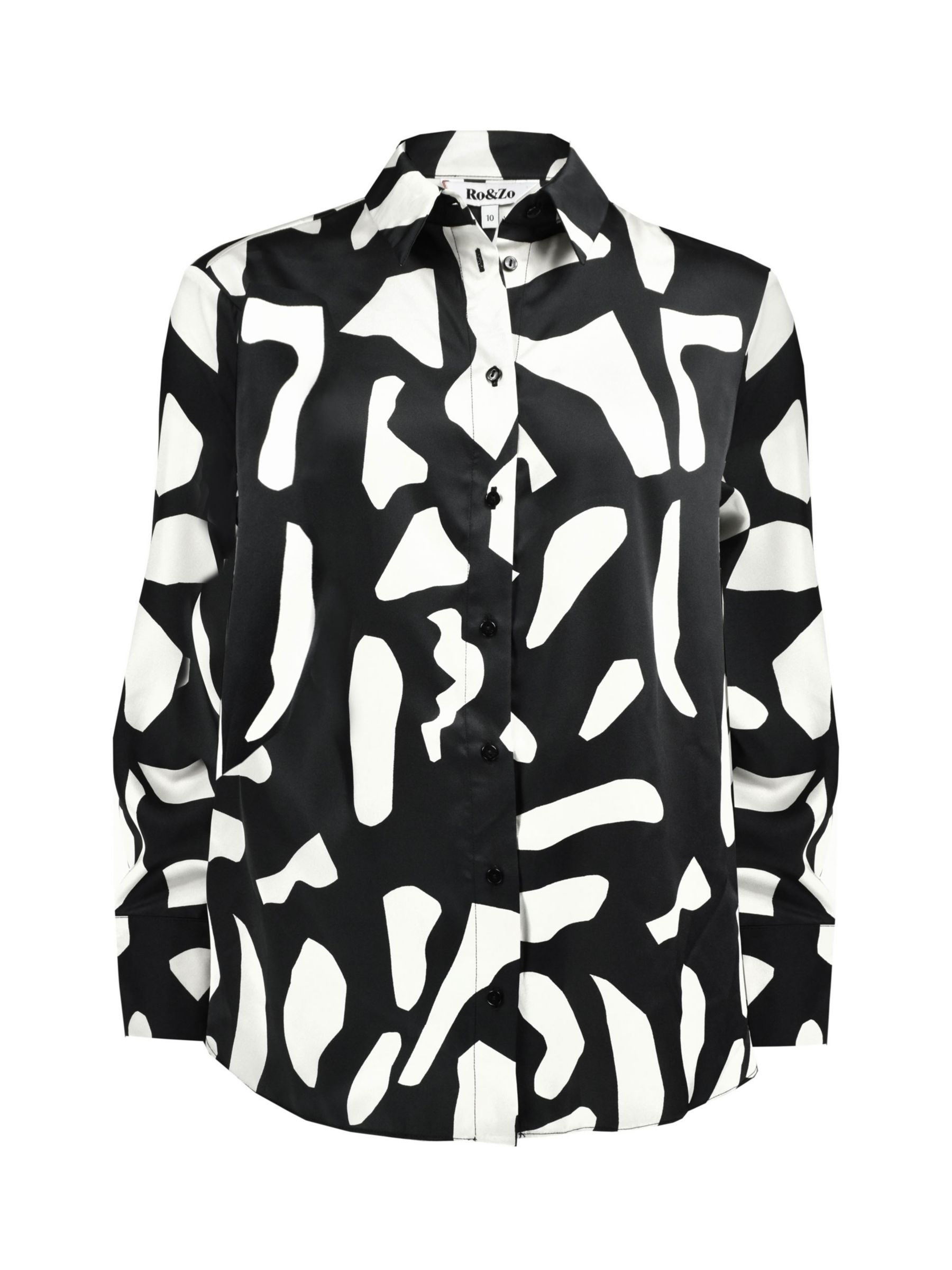 Ro&Zo Abstract Mono Print Blouse, Black/White at John Lewis & Partners