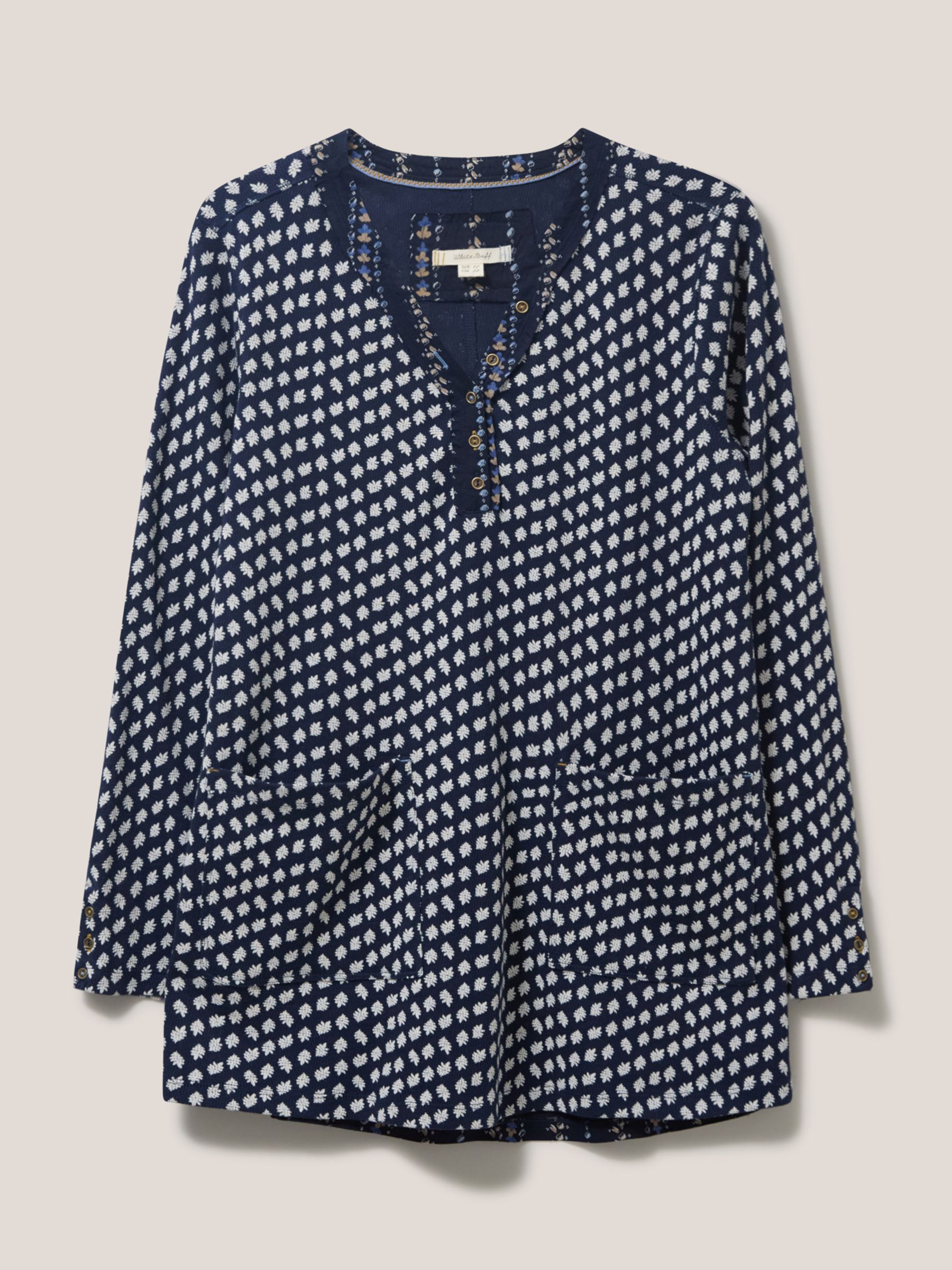 White Stuff Tammy Textured Cotton Top, Navy at John Lewis & Partners