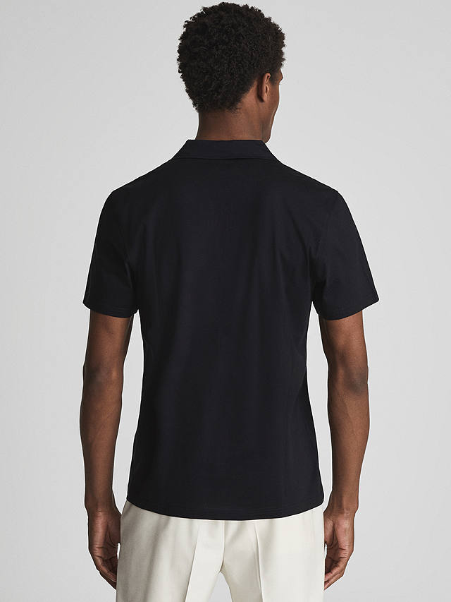 Reiss Jaxx Mercerised Open Collar Polo Top, Navy