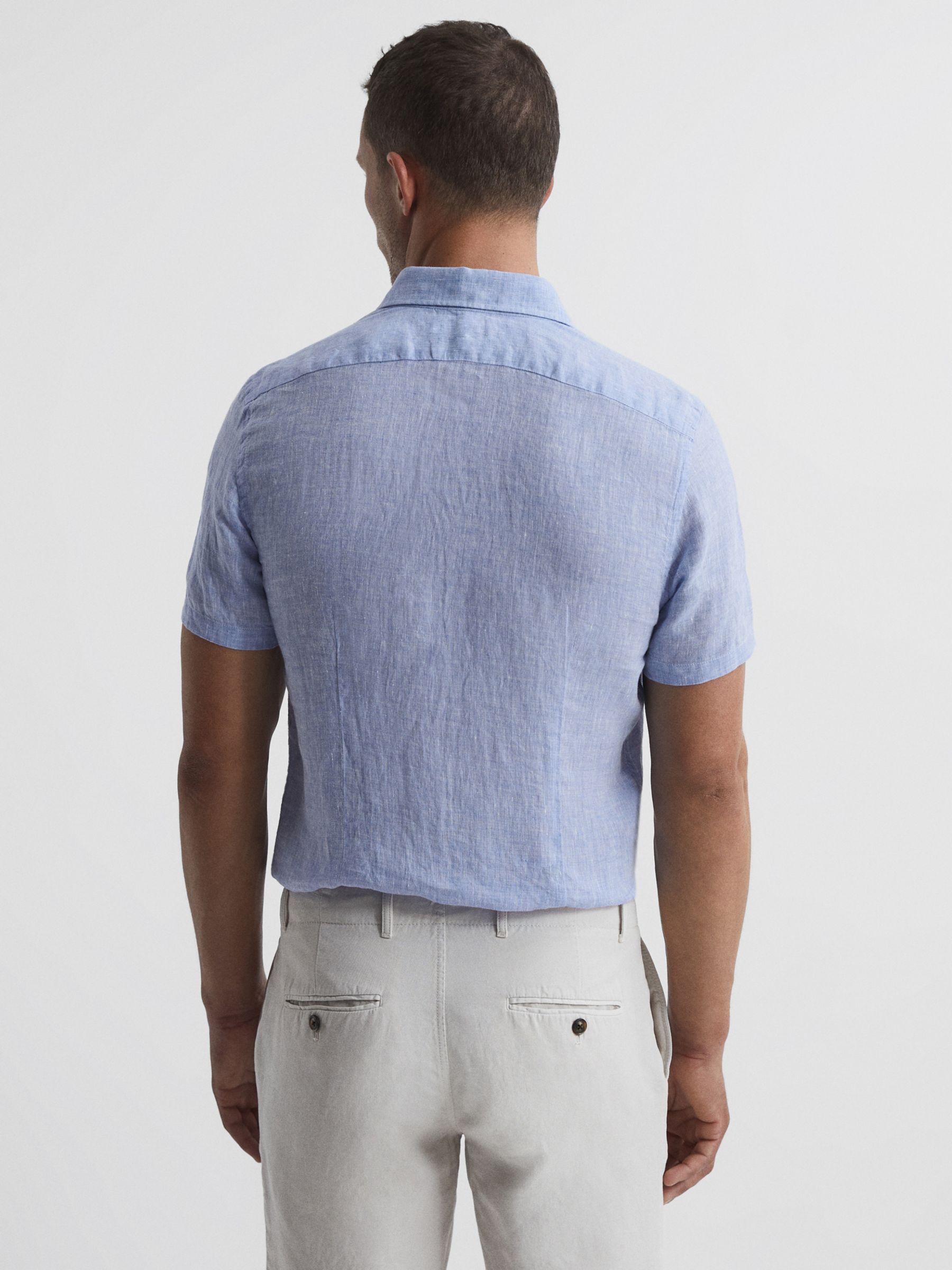 Reiss Holiday Linen Regular Fit Shirt, Soft Blue at John Lewis & Partners