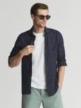 Reiss Ruban Regular Fit Linen Shirt, Navy