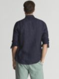 Reiss Ruban Regular Fit Linen Shirt, Navy