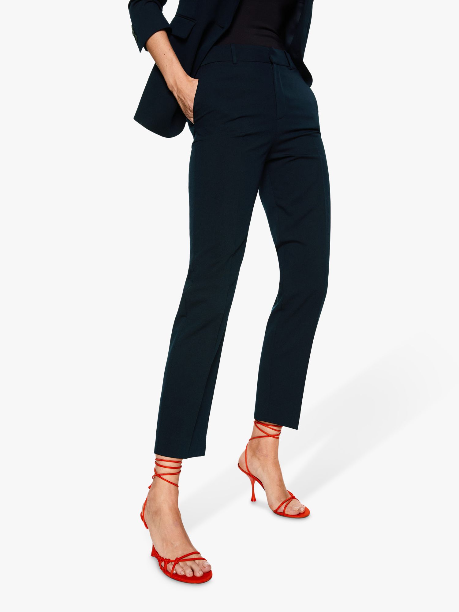 Mango Boreal Tailored Trousers, Navy at John Lewis & Partners