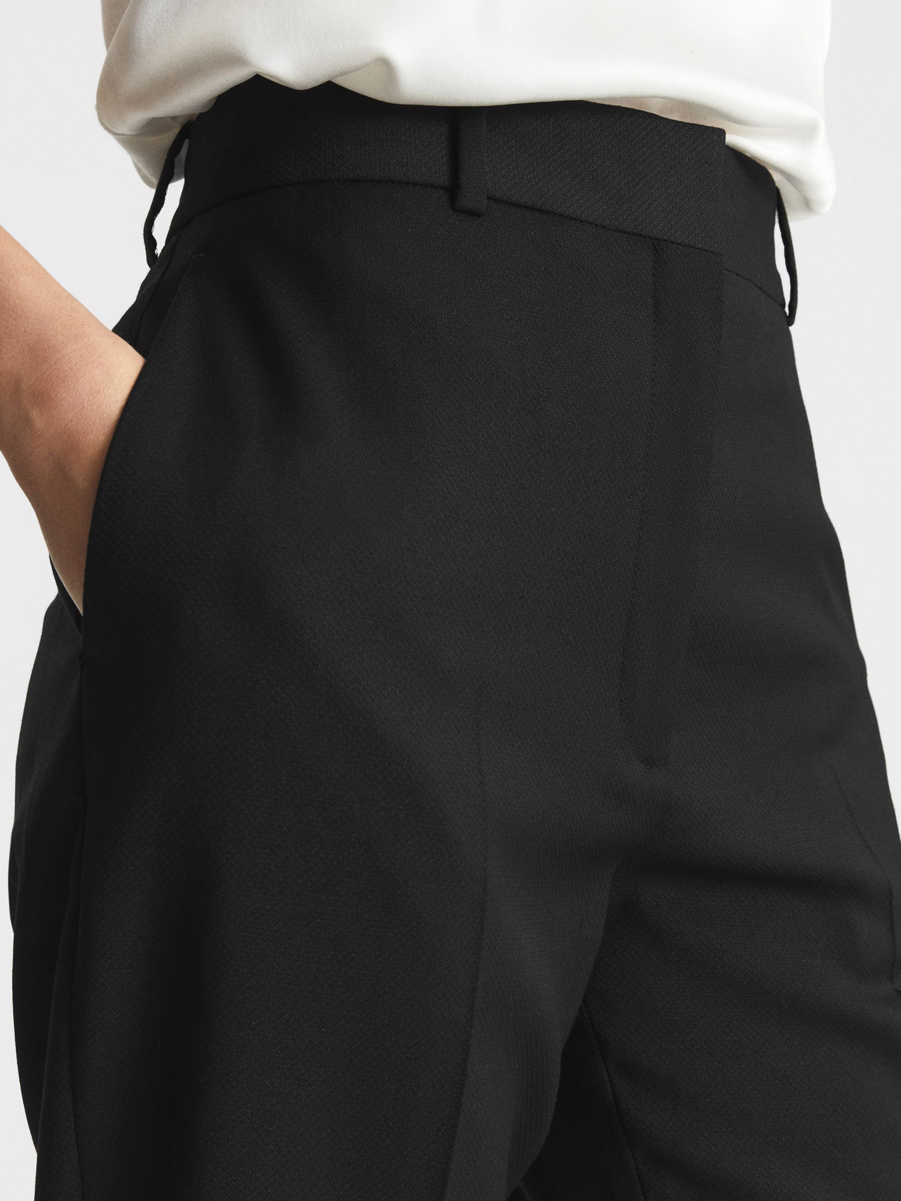 Reiss Haisley Wool Blend Tailored Trousers, Black at John Lewis & Partners