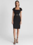 Reiss Haisley Square Neck Pencil Dress, Navy