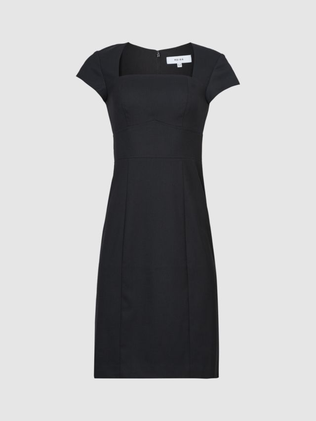 Reiss Haisley Square Neck Pencil Dress, Black, 6