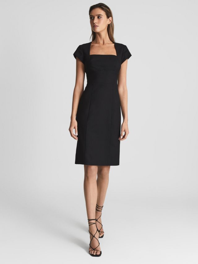 Reiss Haisley Square Neck Pencil Dress, Black, 6