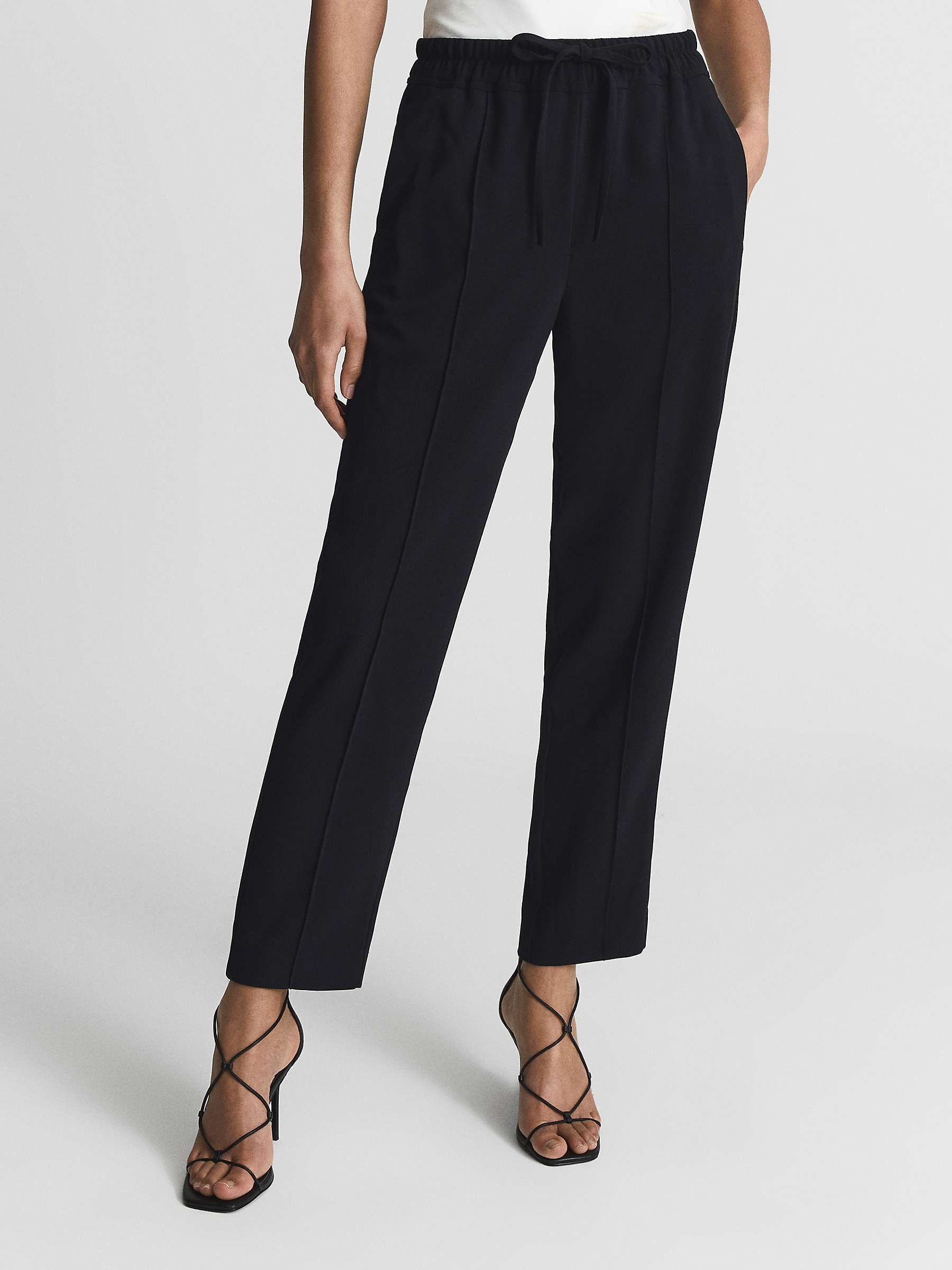 Buy Reiss Hailey Cropped Trousers, Jet Black Online at johnlewis.com