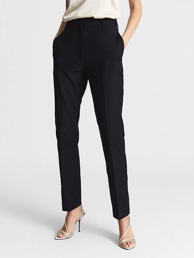 Reiss Haisley Wool Blend Tailored Trousers, Navy