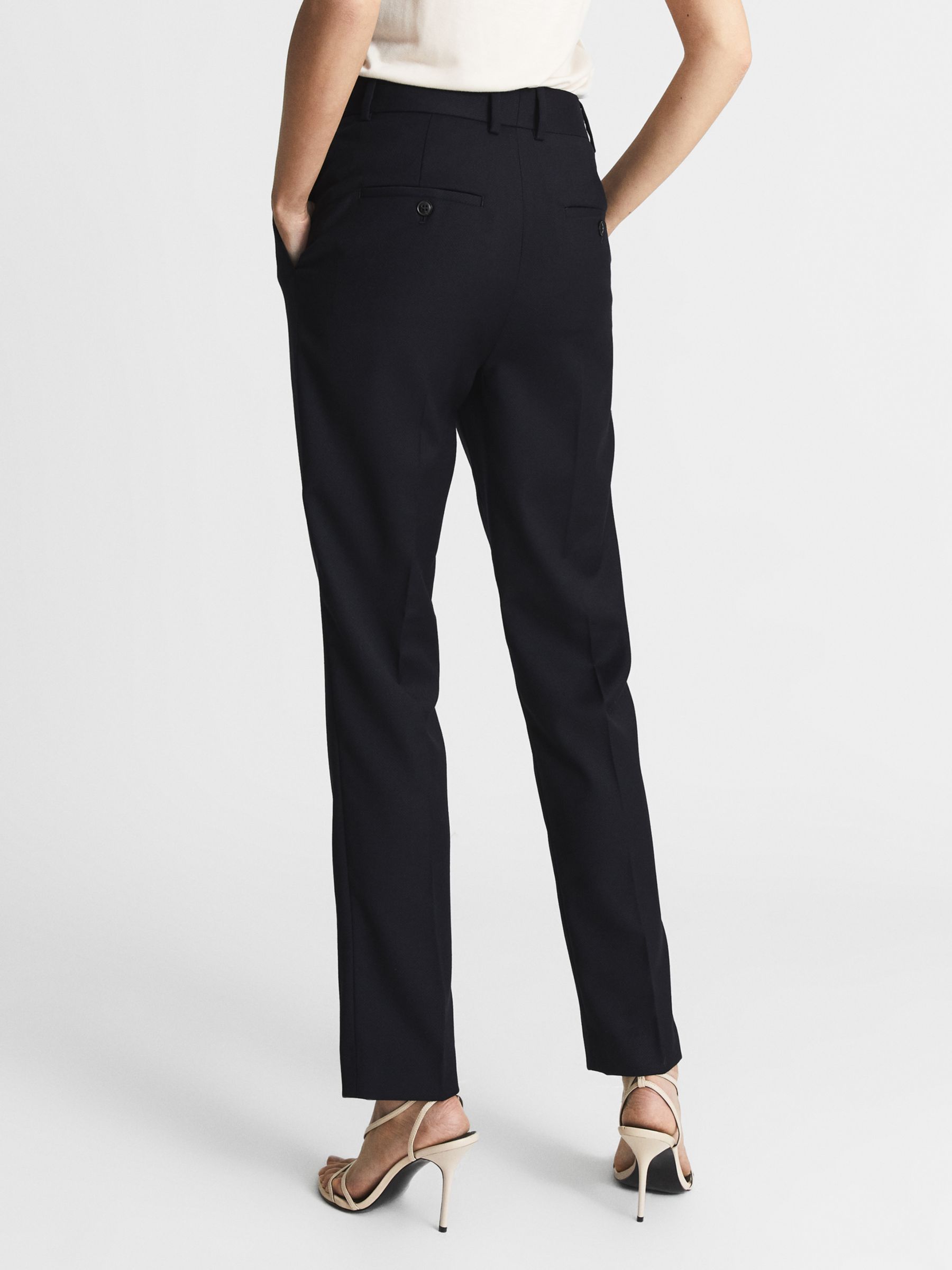 Reiss Haisley Wool Blend Tailored Trousers, Navy, 6