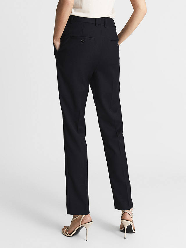 Reiss Haisley Wool Blend Tailored Trousers, Navy at John Lewis & Partners
