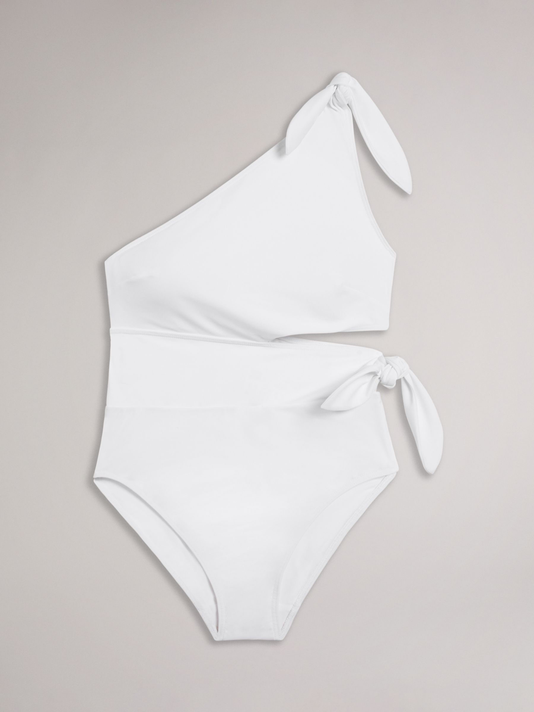 Ted Baker Astile Cut Out Asymmetric Swimsuit, White, 8