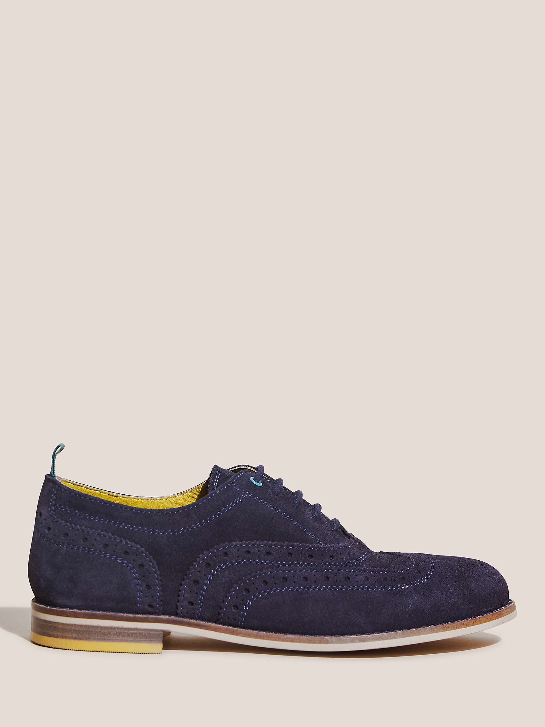 White Stuff Thistle Suede Leather Lace Up Brogues, Navy/Multi at John ...