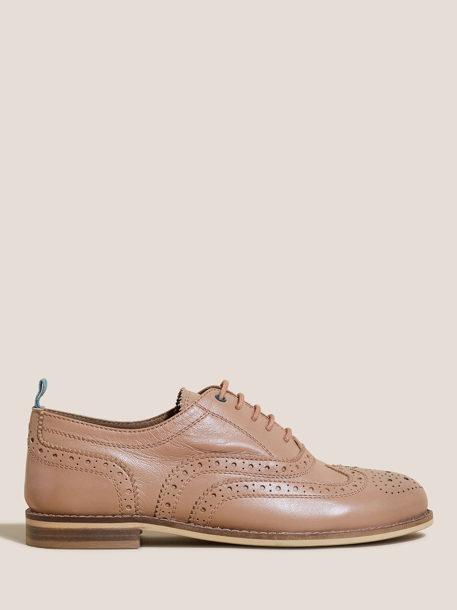 White Stuff Thistle Leather Brogues, Pink at John Lewis & Partners
