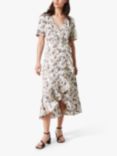 Soaked In Luxury Karven Floral Print Midi Wrap Dress, Birch/Multi