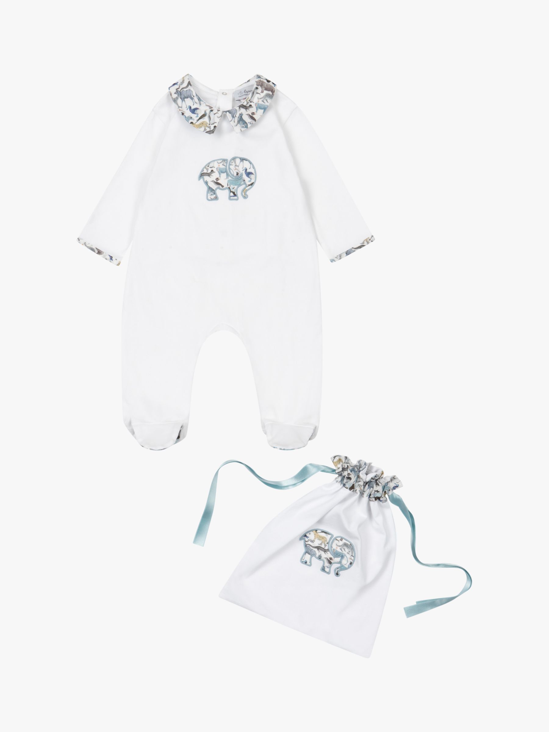 Buy Trotters Baby Liberty Print Elephant Zoo Print Sleepsuit & Gift Bag Set, White Online at johnlewis.com