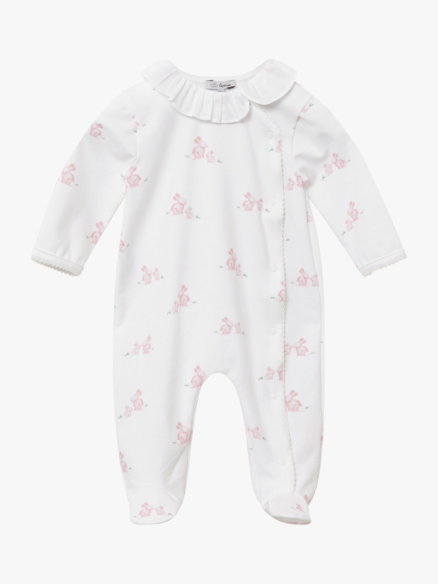 Trotters Baby Organic Cotton Bunny All-In-One, Pale Pink at John Lewis ...