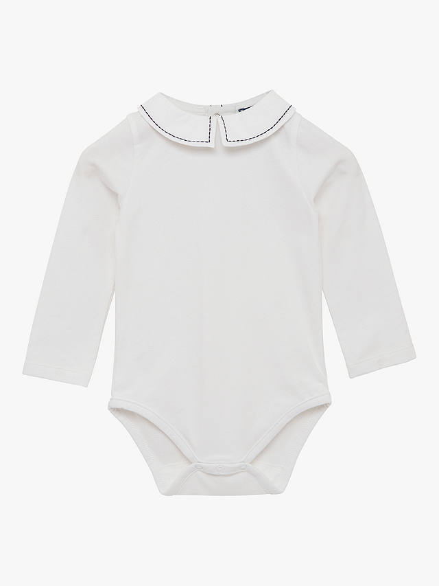 Trotters Baby Monty Stitched Eton Collar Jersey Bodysuit, White