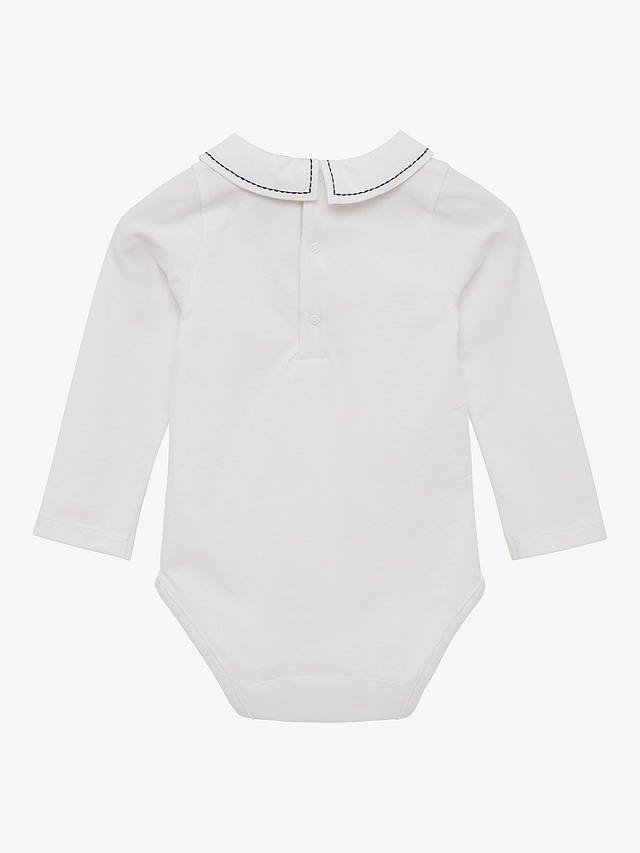 Trotters Baby Monty Stitched Eton Collar Jersey Bodysuit, White