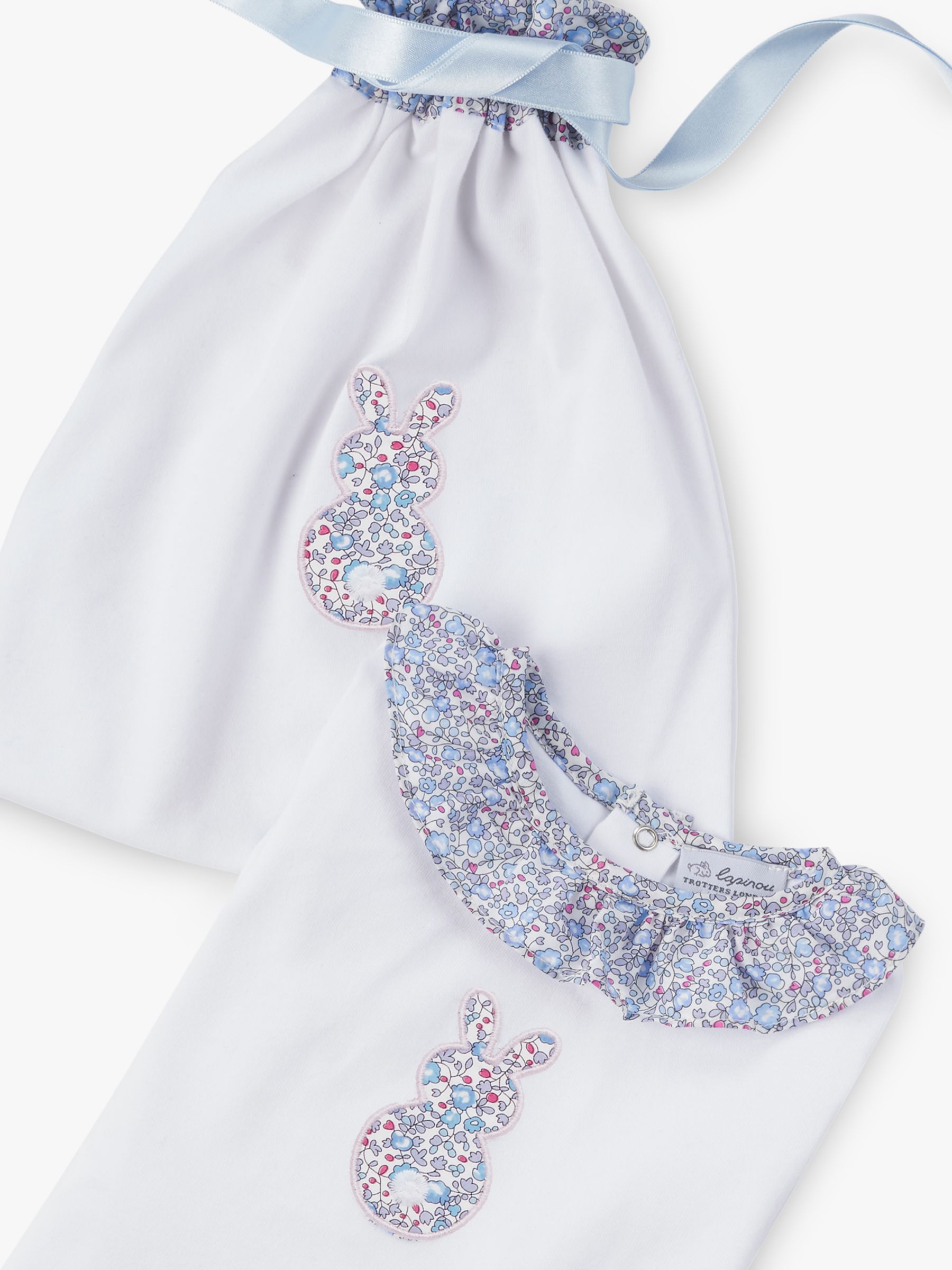 Trotters Baby Liberty Print Flopsy Eloise Sleepsuit & Gift Bag Set, White, Newborn