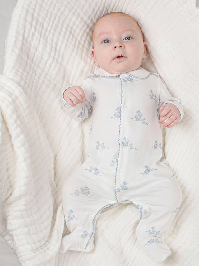 Trotters Lapinou Baby Organic Cotton Bunny All-In-One, Pale Blue