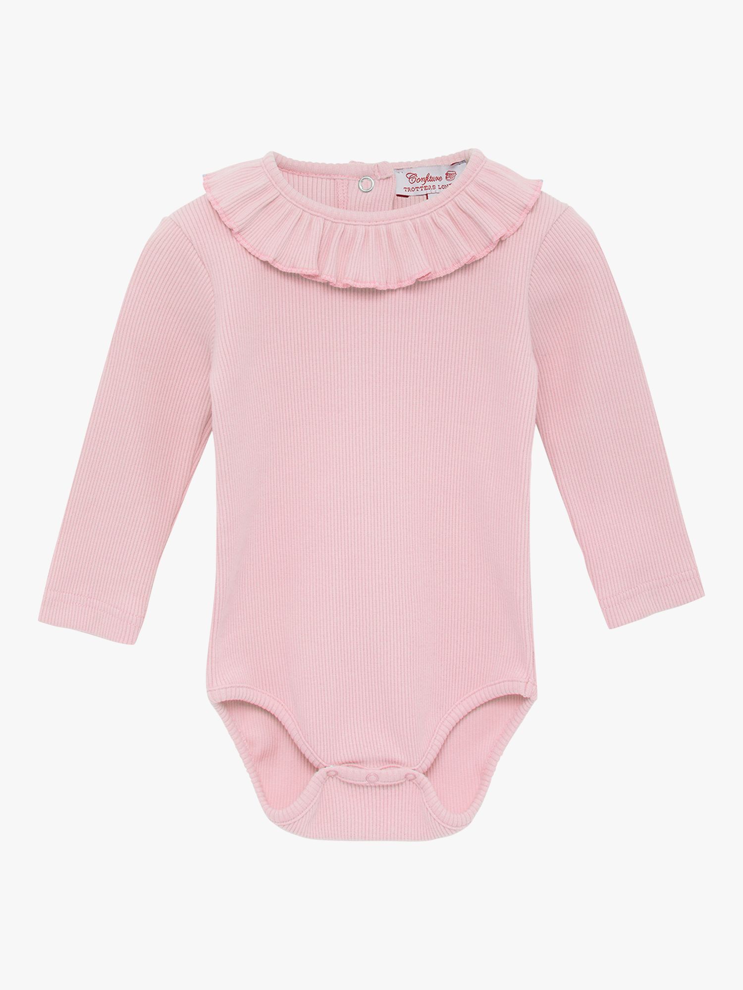 Trotters Baby Grace Willow Collar Bodysuit, Dusty Pink at John Lewis ...