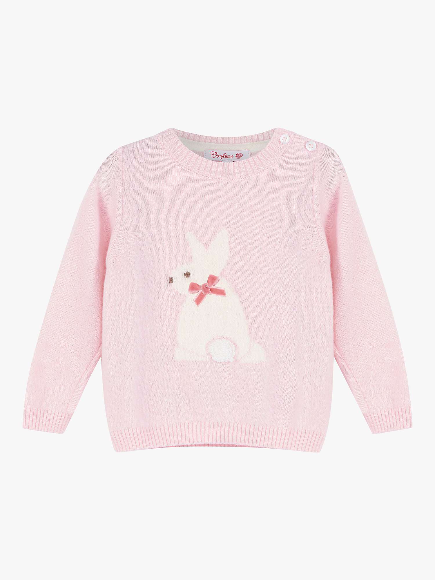 Trotters Baby Bunny Cashmere Blend Jumper, Pale Pink at John Lewis ...
