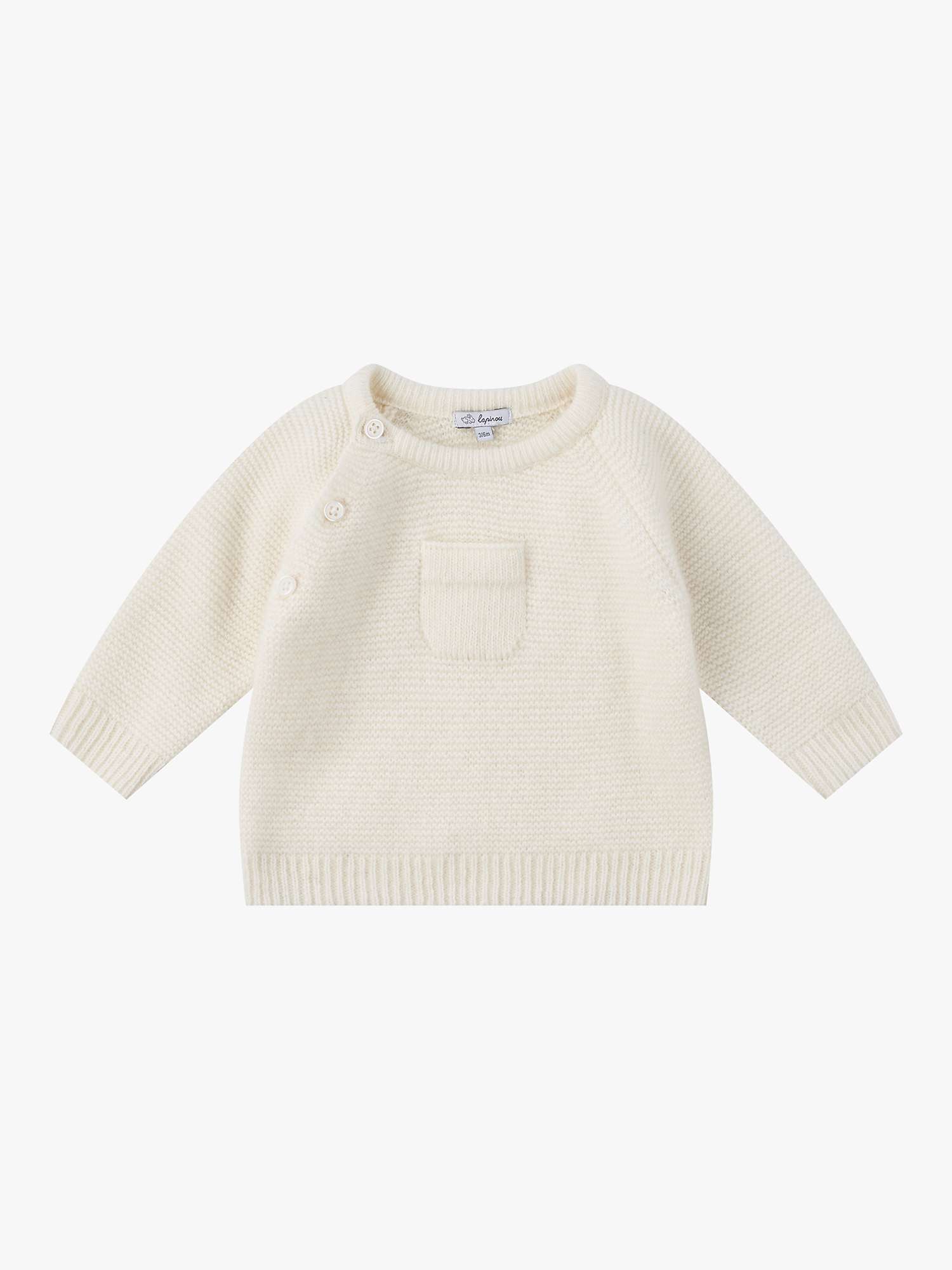 Buy Trotters Baby Little Cosy Patch Pocket Cashmere Blend Jumper, Off White Online at johnlewis.com