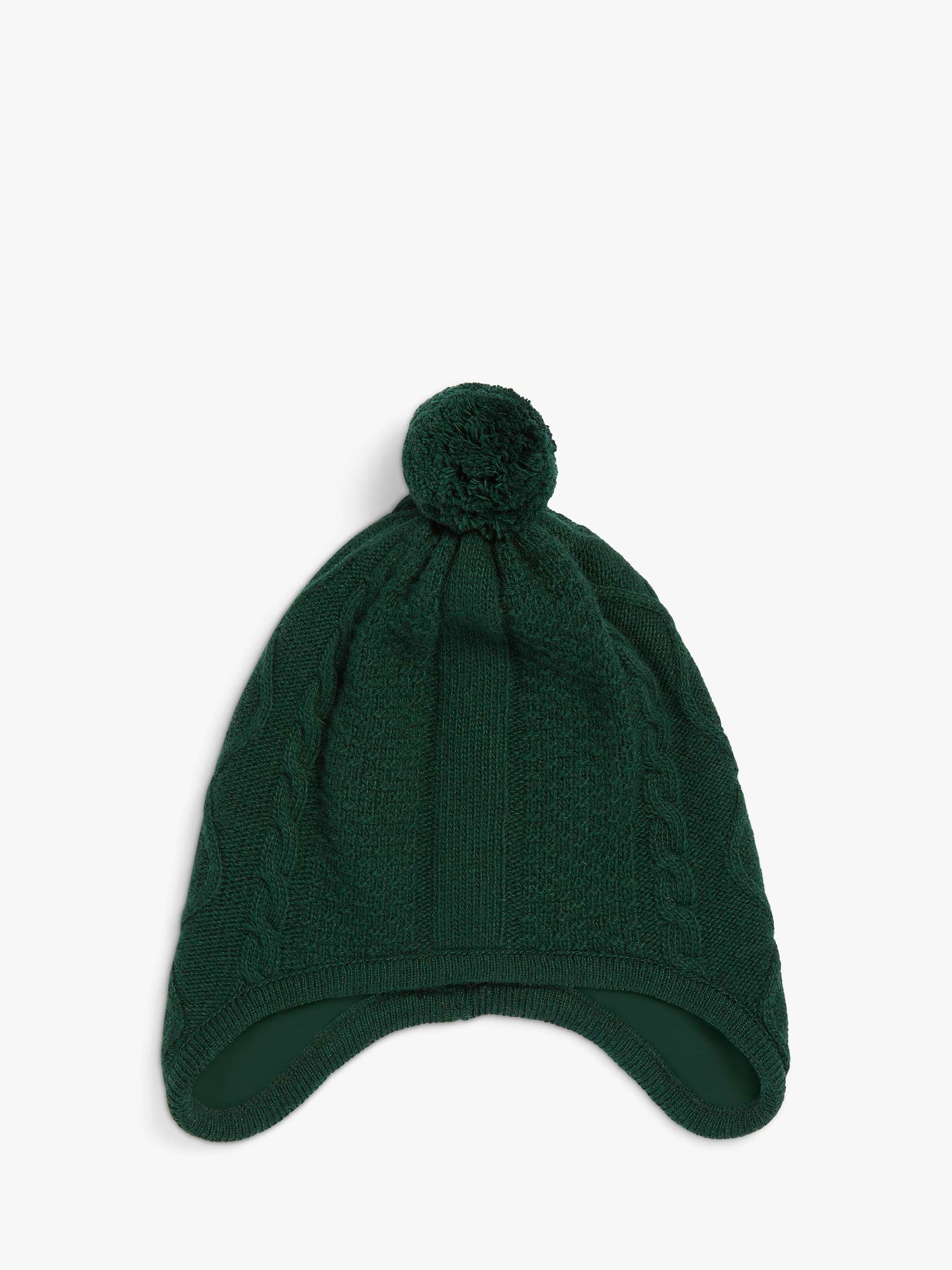 Buy Trotters Kids' Jamie Aran Knit Pom Pom Cashmere Blend Hat, Green Online at johnlewis.com