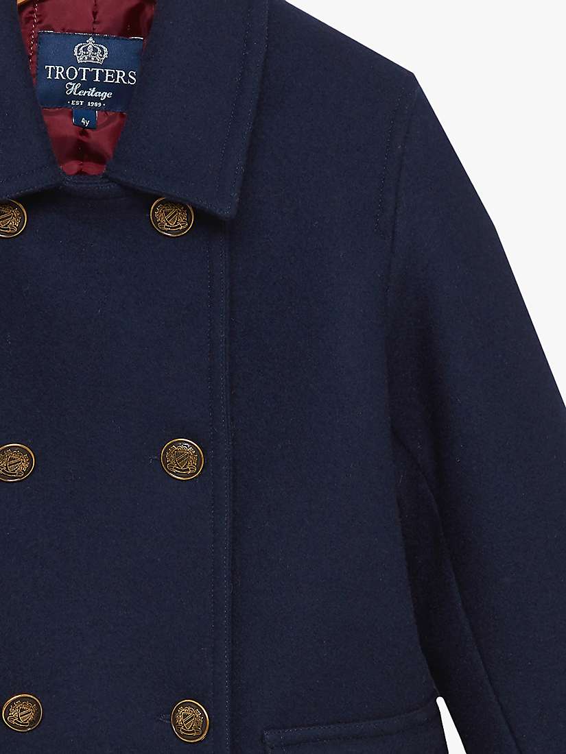 Buy Trotters Heritage Kids' Wool Pea Coat, Navy Online at johnlewis.com