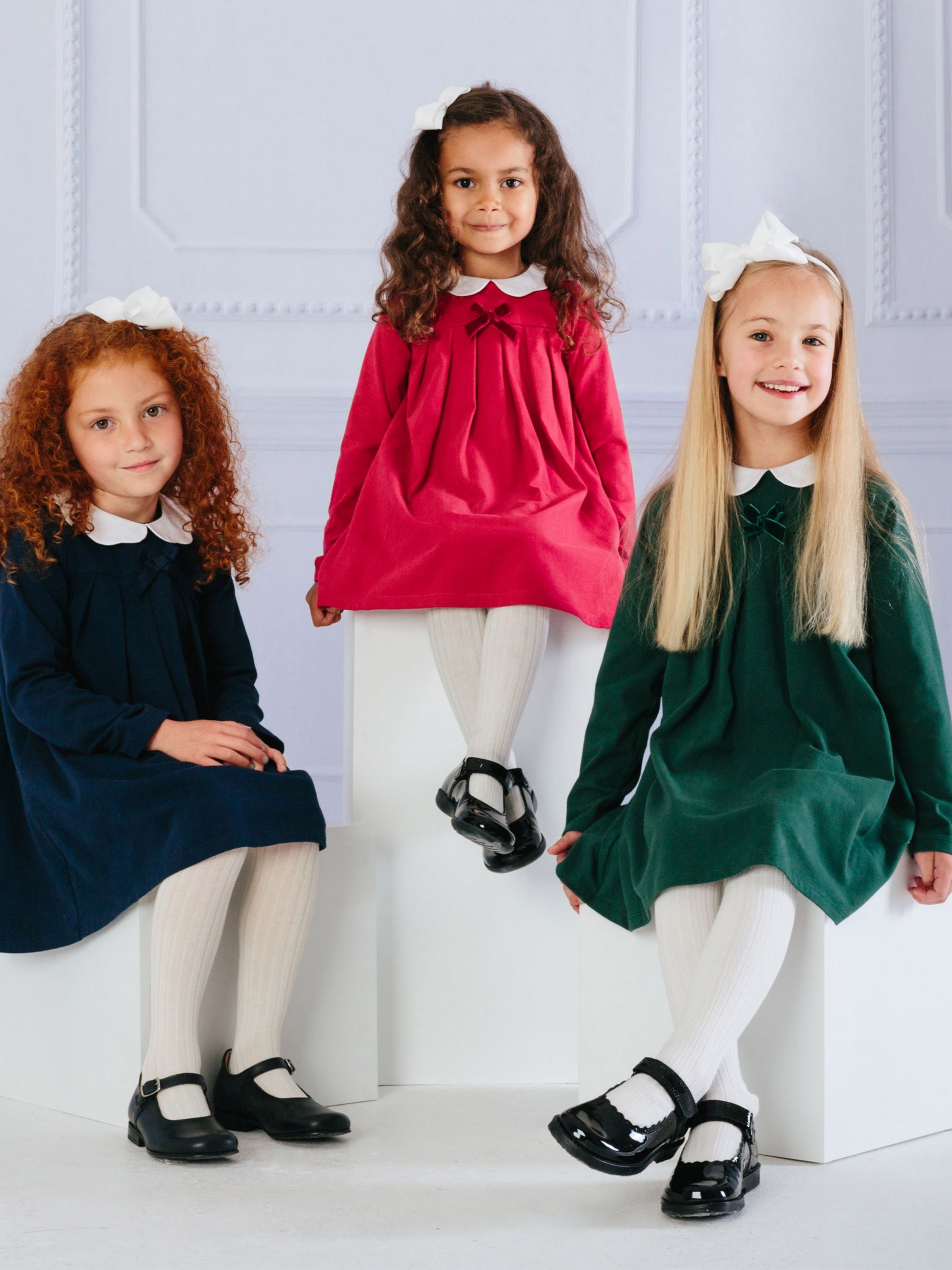 Buy Trotters Kids' Anna Petal Long Sleeve Dress, Green Online at johnlewis.com