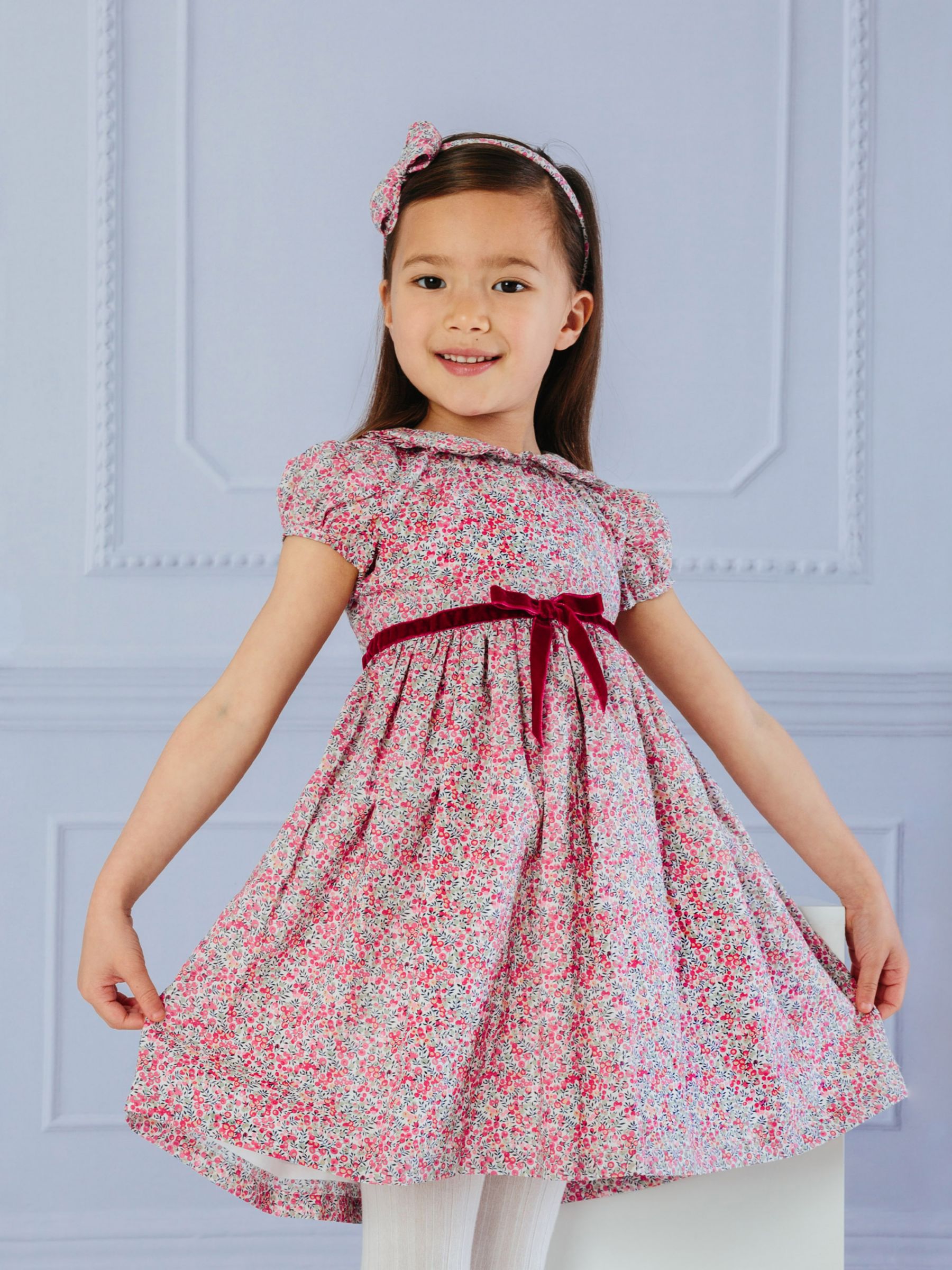 Trotters Kids' Liberty Print Wiltshire Dress, Pink at John Lewis & Partners