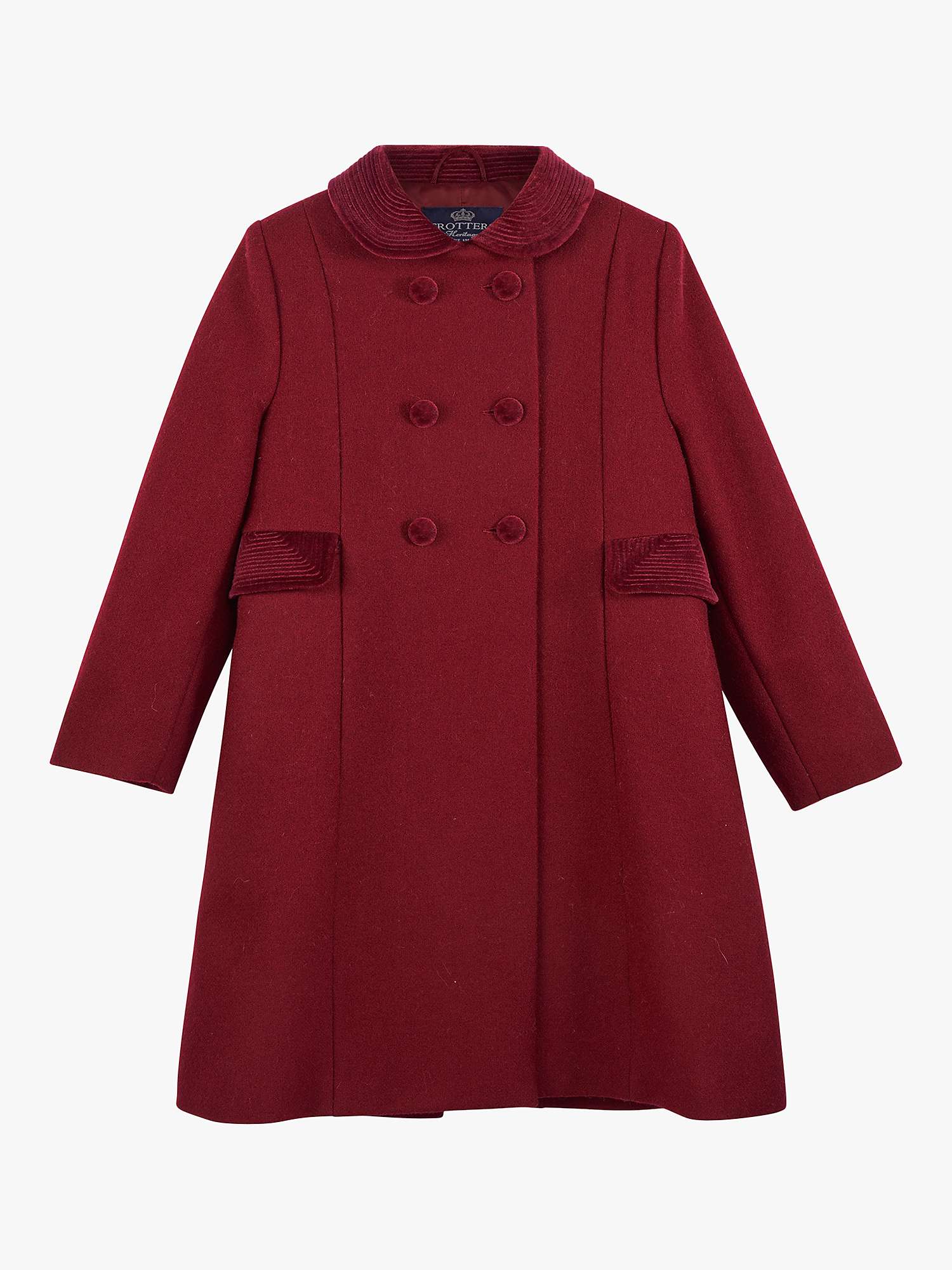Buy Trotters Kids' Classic Double Breasted Coat, Burgundy Online at johnlewis.com