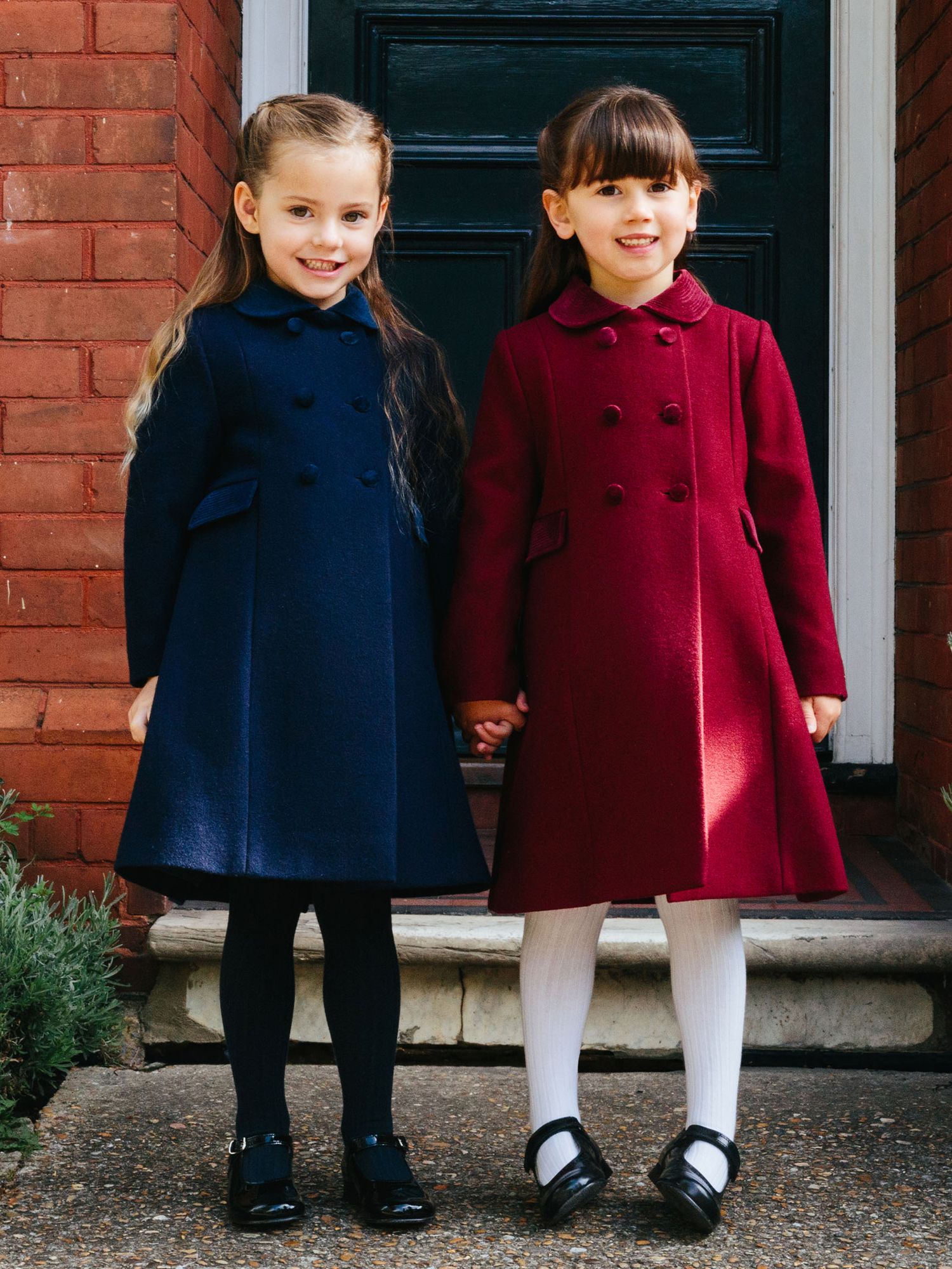 Trotters Kids' Classic Double Breasted Coat, Burgundy