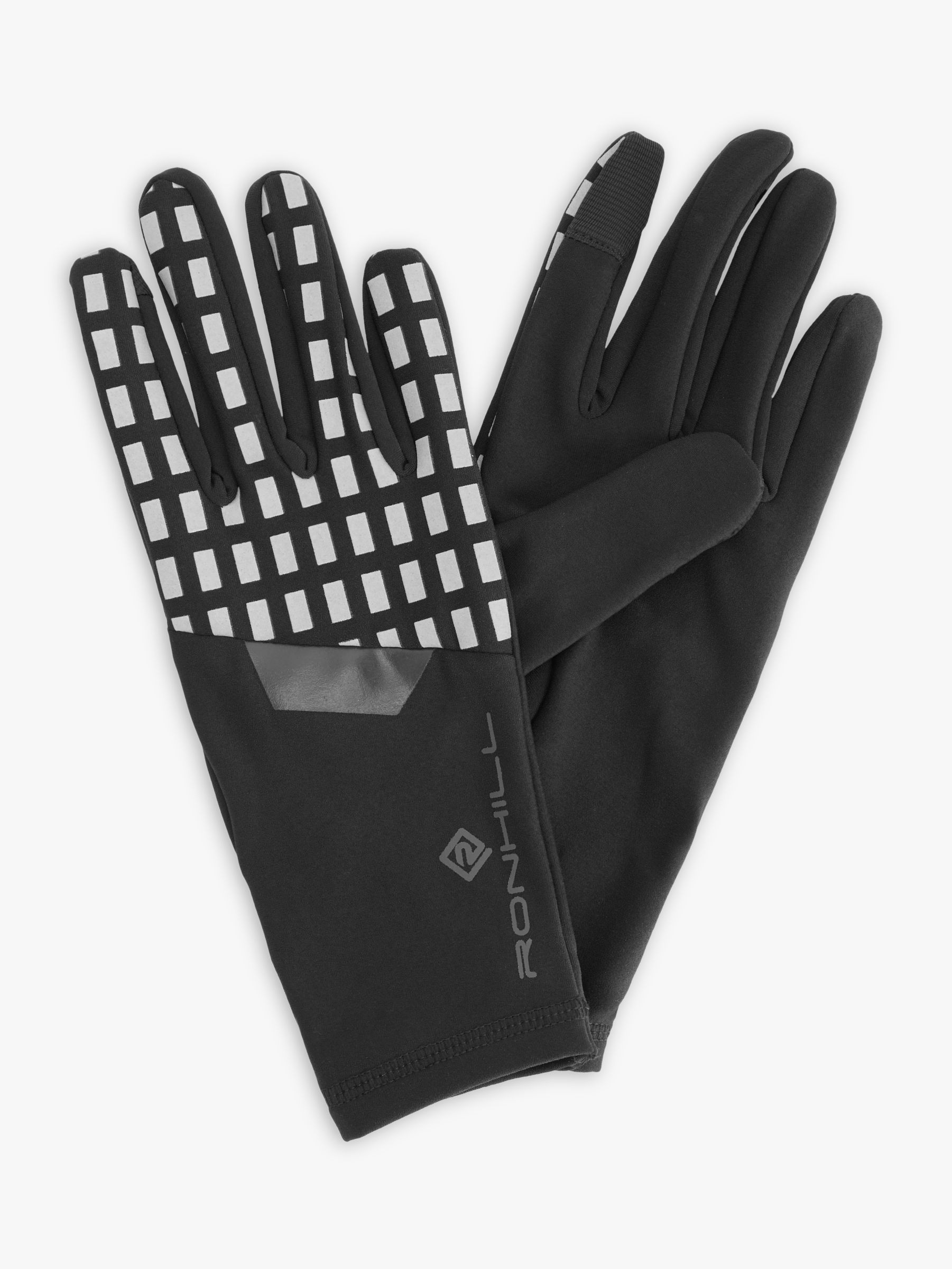 Ronhill Afterhours Running Gloves, Black/White/Reflective, S