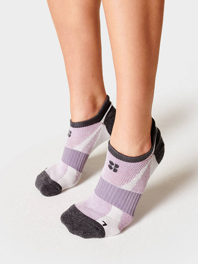 Sweaty Betty Run Trainer Socks, Pack of 2, White/Black