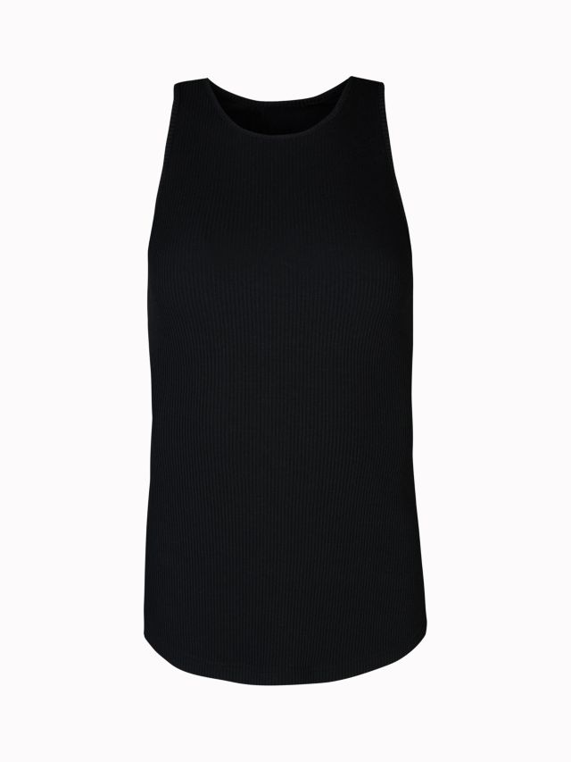 Sweaty Betty Harper Racer Rib Tank Top, Black, XXS